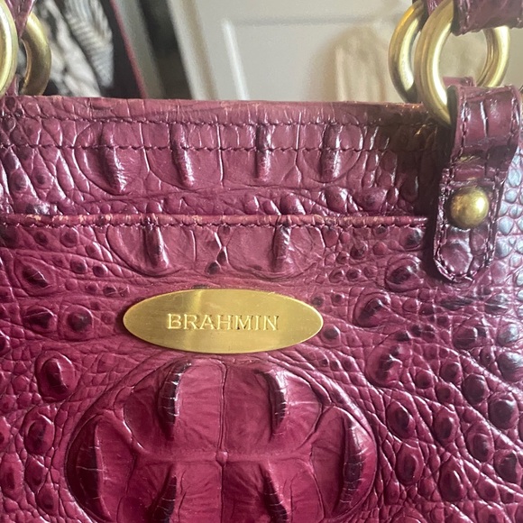 Brahmin Deep Purple Crocodile Embossed Satchel - Picture 2 of 14